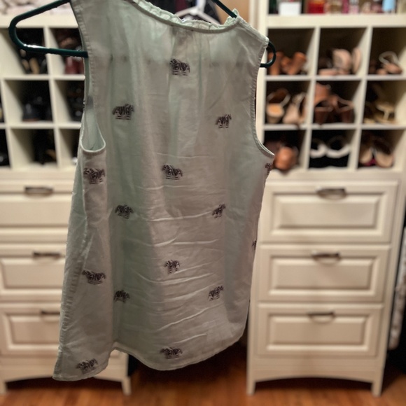 Talbots, light green sleeveless Zebra shirt, Size SP - Picture 3 of 4